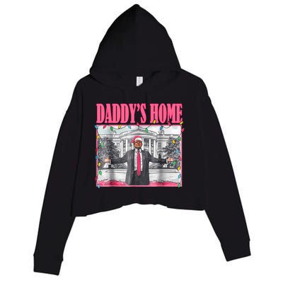 Trump 2024 Take America Back Daddys Home Christmas Crop Fleece Hoodie