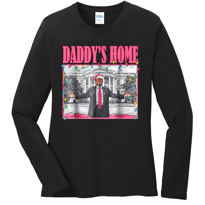 Trump 2024 Take America Back Daddys Home Christmas Ladies Long Sleeve Shirt