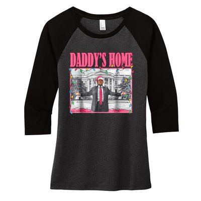 Trump 2024 Take America Back Daddys Home Christmas Women's Tri-Blend 3/4-Sleeve Raglan Shirt