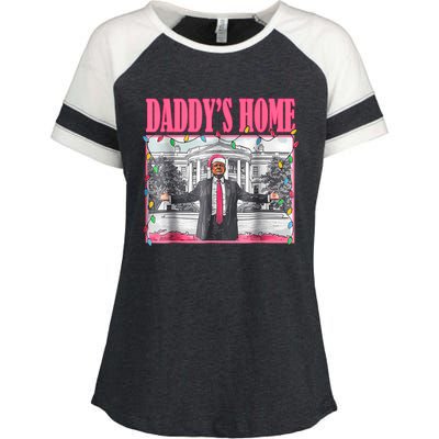 Trump 2024 Take America Back Daddys Home Christmas Enza Ladies Jersey Colorblock Tee