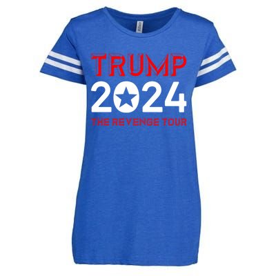 Trump 2024 The Revenge Tour Vintage American Flag Enza Ladies Jersey Football T-Shirt