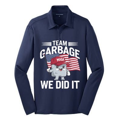 Trump 2024 Team Garbage Victory Trump 47th President Silk Touch Performance Long Sleeve Polo