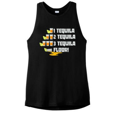 Tequila 2 Tequila 3 Tequila Floor Cinco De Mayo Ladies PosiCharge Tri-Blend Wicking Tank