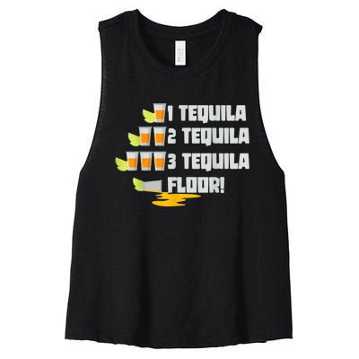 Tequila 2 Tequila 3 Tequila Floor Cinco De Mayo Women's Racerback Cropped Tank