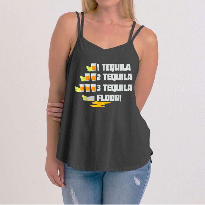 Tequila 2 Tequila 3 Tequila Floor Cinco De Mayo Women's Strappy Tank