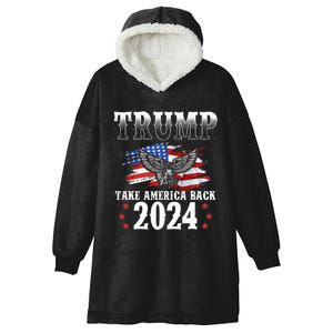 Trump 2024 Take America Back Grunge Hooded Wearable Blanket