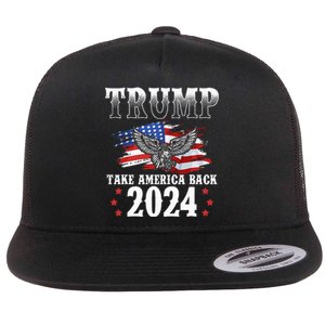 Trump 2024 Take America Back Grunge Flat Bill Trucker Hat