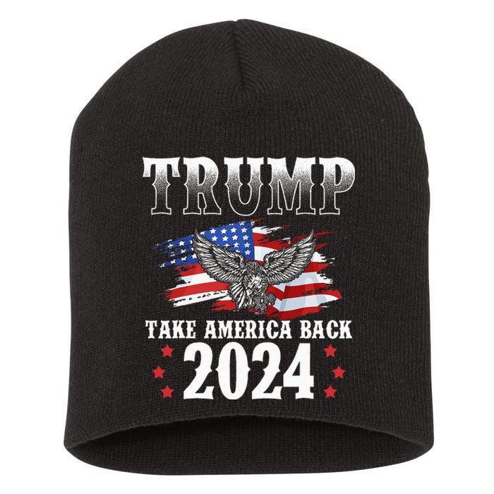 Trump 2024 Take America Back Grunge Short Acrylic Beanie