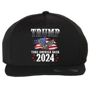 Trump 2024 Take America Back Grunge Wool Snapback Cap