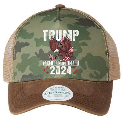 Trump 2024 Take America Back American Flag Trump 4th Of July Gift Legacy Tie Dye Trucker Hat