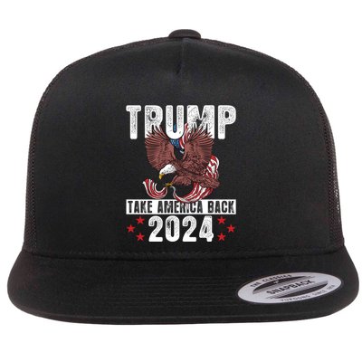 Trump 2024 Take America Back American Flag Trump 4th Of July Gift Flatbill Hat