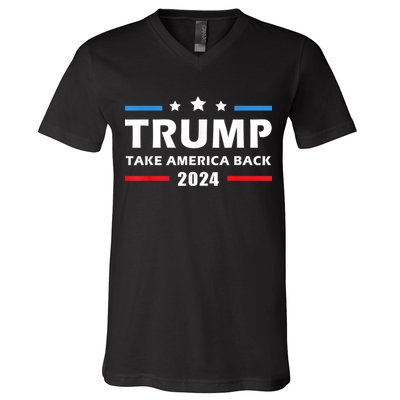 Trump 2024 Take America Back Election Patriotic Second Term V-Neck T-Shirt