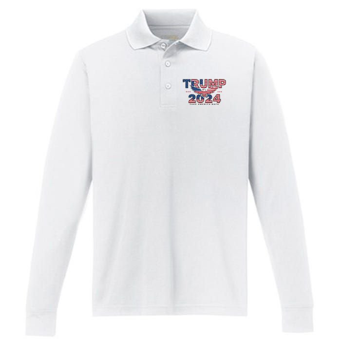 Trump 2024 Take America Back President Performance Long Sleeve Polo