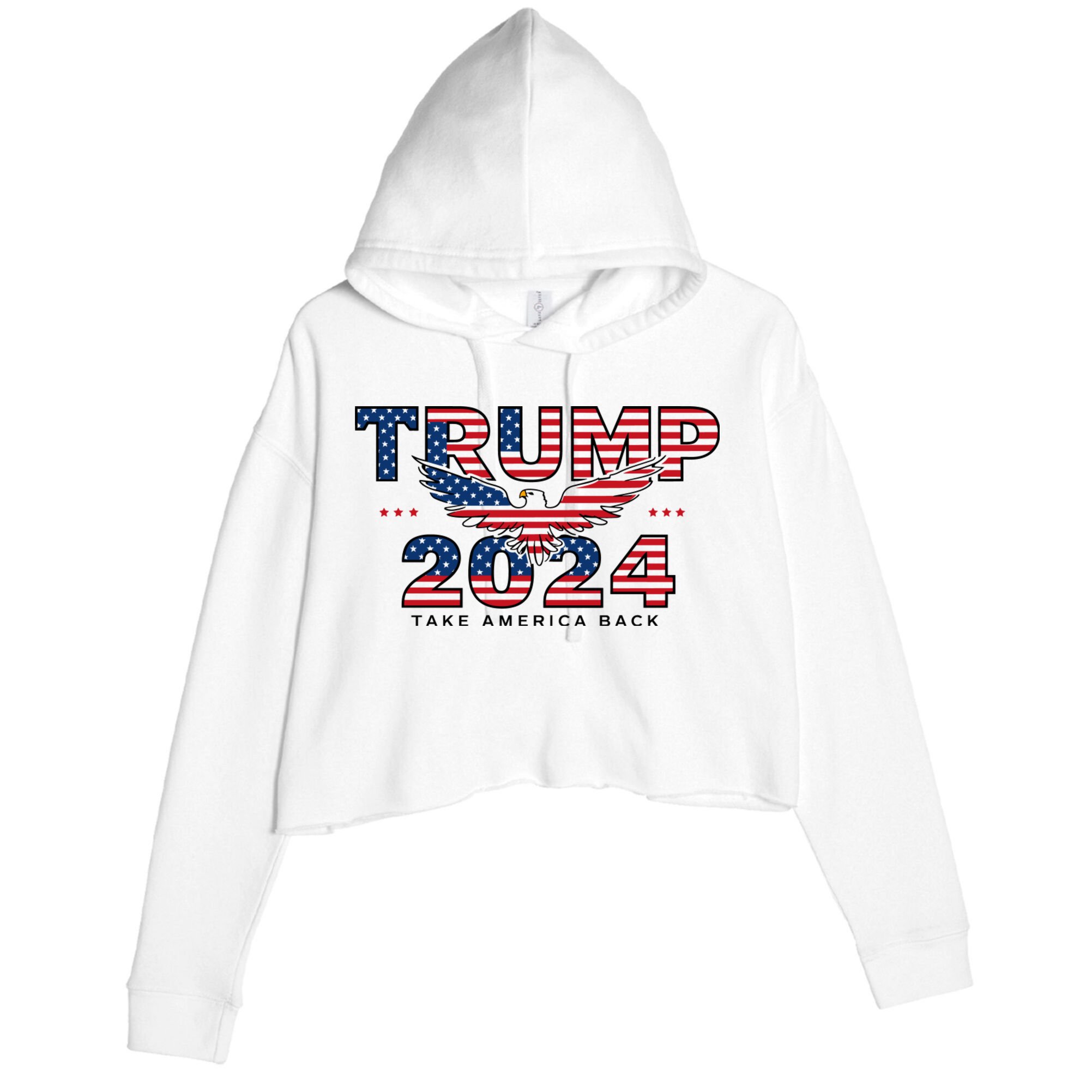 Trump 2024 Take America Back President Crop Fleece Hoodie