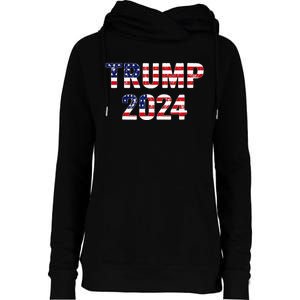 Trump 2024 Take America Back American Flag Trump 2024 Womens Funnel Neck Pullover Hood