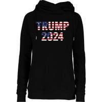 Trump 2024 Take America Back American Flag Trump 2024 Womens Funnel Neck Pullover Hood