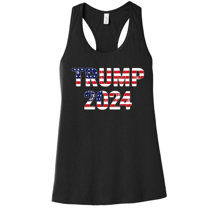 Trump 2024 Take America Back American Flag Trump 2024 Women's Racerback Tank