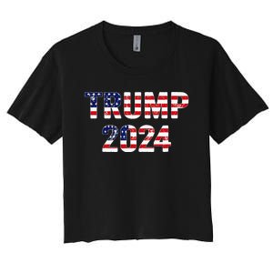 Trump 2024 Take America Back American Flag Trump 2024 Women's Crop Top Tee