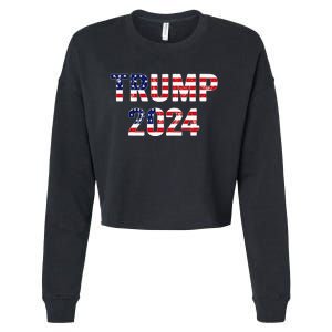 Trump 2024 Take America Back American Flag Trump 2024 Cropped Pullover Crew