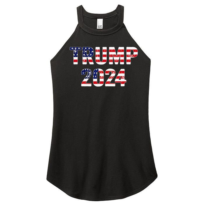 Trump 2024 Take America Back American Flag Trump 2024 Women's Perfect Tri Rocker Tank