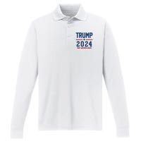 Trump 2024 Take America Back Pro Trump Performance Long Sleeve Polo