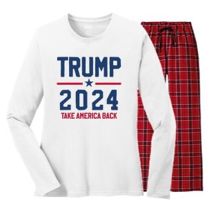 Trump 2024 Take America Back Pro Trump Women's Long Sleeve Flannel Pajama Set 