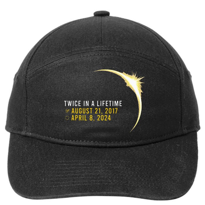 Totality 24 Twice In A Lifetime Total Solar Eclipse 2024 7-Panel Snapback Hat