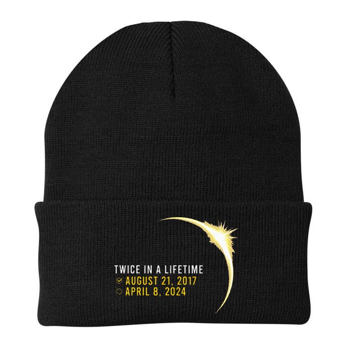Totality 24 Twice In A Lifetime Total Solar Eclipse 2024 Knit Cap Winter Beanie