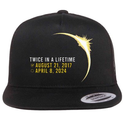 Totality 24 Twice In A Lifetime Total Solar Eclipse 2024 Flat Bill Trucker Hat
