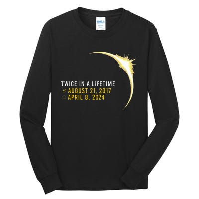 Totality 24 Twice In A Lifetime Total Solar Eclipse 2024 Tall Long Sleeve T-Shirt