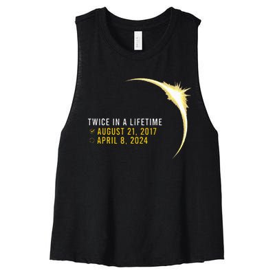 Totality 24 Twice In A Lifetime Total Solar Eclipse 2024 Women's Racerback Cropped Tank