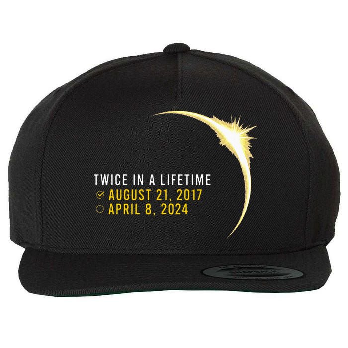 Totality 24 Twice In A Lifetime Total Solar Eclipse 2024 Wool Snapback Cap