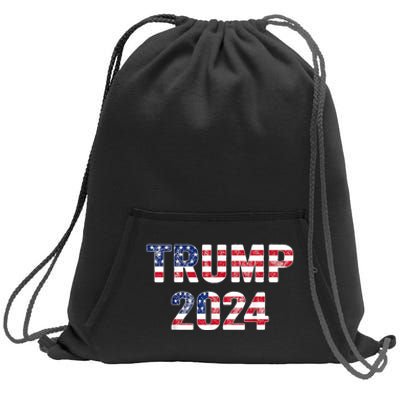 Trump 2024 Take America Back American Flag Trump 2024 Sweatshirt Cinch Pack Bag