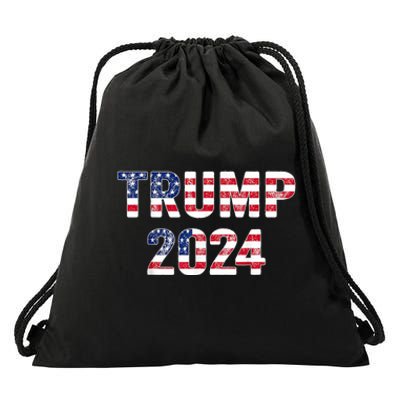 Trump 2024 Take America Back American Flag Trump 2024 Drawstring Bag