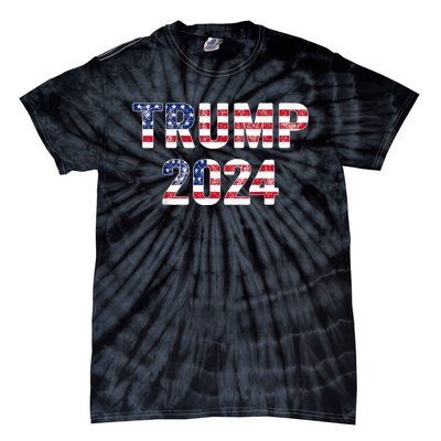 Trump 2024 Take America Back American Flag Trump 2024 Tie-Dye T-Shirt