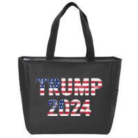 Trump 2024 Take America Back American Flag Trump 2024 Zip Tote Bag