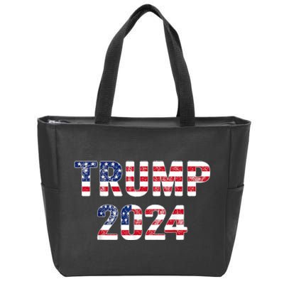 Trump 2024 Take America Back American Flag Trump 2024 Zip Tote Bag