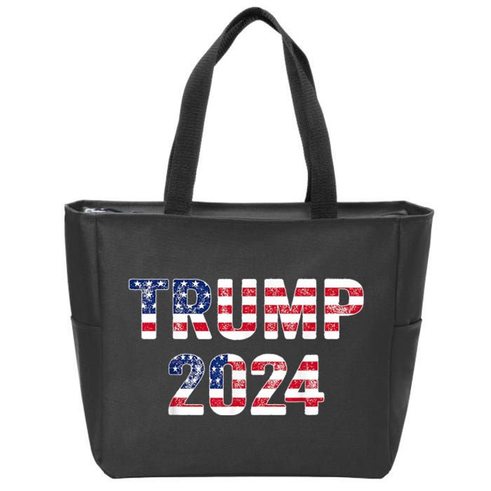 Trump 2024 Take America Back American Flag Trump 2024 Zip Tote Bag