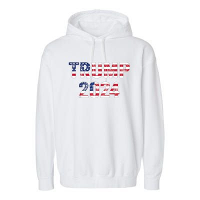 Trump 2024 Take America Back American Flag Trump 2024 Garment-Dyed Fleece Hoodie