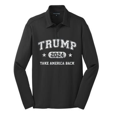 Trump 2024 Take America Back Silk Touch Performance Long Sleeve Polo