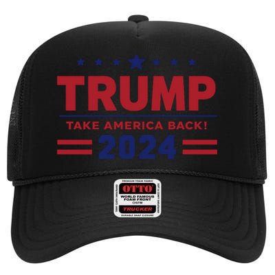 Trump 2024 High Crown Mesh Back Trucker Hat