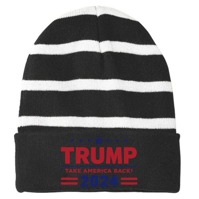 Trump 2024 Striped Beanie with Solid Band