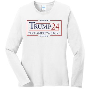 Trump 24 Take America Back Donald Trump President Patriotic Ladies Long Sleeve Shirt