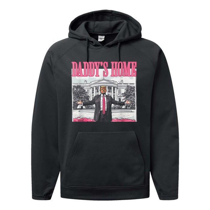 Trump 2024 Take America Back DaddyS Home Trump Pink 2024 Performance Fleece Hoodie