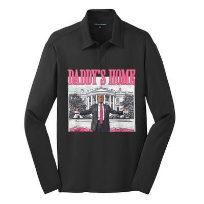 Trump 2024 Take America Back DaddyS Home Trump Pink 2024 Silk Touch Performance Long Sleeve Polo