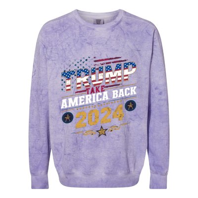 Trump 2024 Take America Back Vintage Style Colorblast Crewneck Sweatshirt