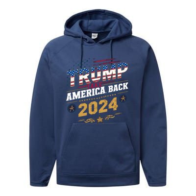 Trump 2024 Take America Back Vintage Style Performance Fleece Hoodie