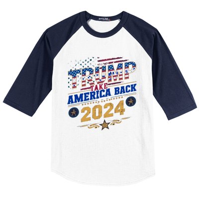 Trump 2024 Take America Back Vintage Style Baseball Sleeve Shirt