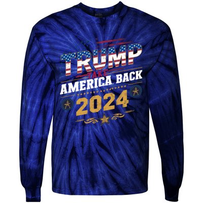 Trump 2024 Take America Back Vintage Style Tie-Dye Long Sleeve Shirt