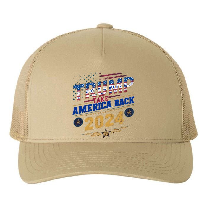 Trump 2024 Take America Back Vintage Style Yupoong Adult 5-Panel Trucker Hat